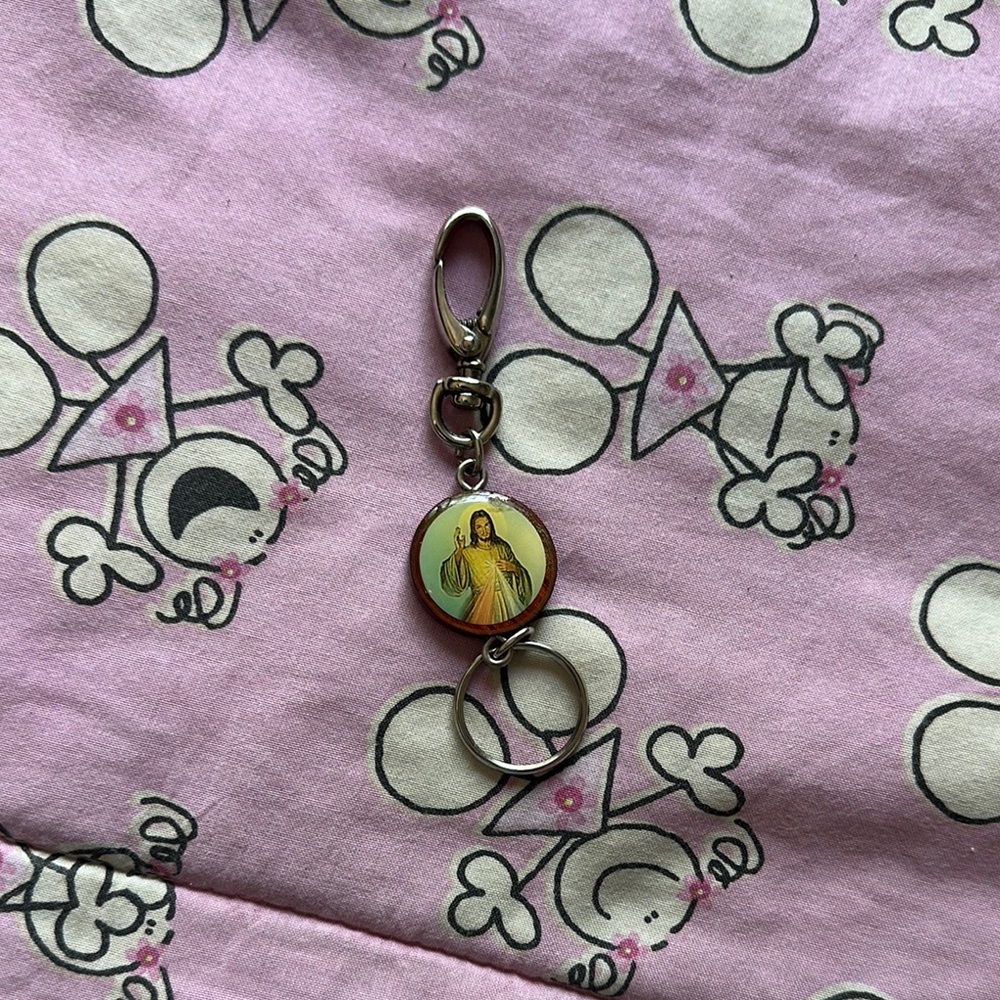 Religious Keychain with Silver Accents